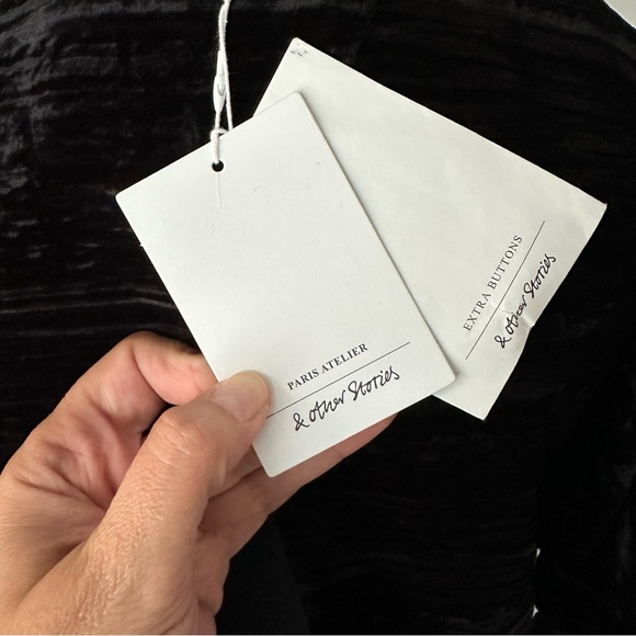 NWT Sz 6 & OTHER STORIES Black Velvet Open Back Midi Dress - Picture 9 of 11